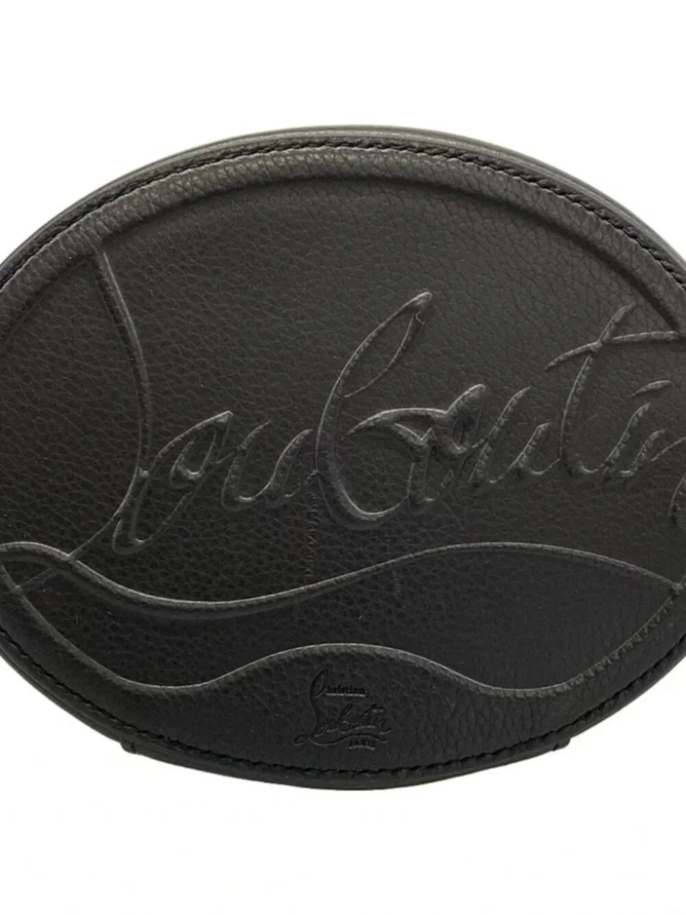 CHRISTIAN LOUBOUTIN BY MY SIDE Black Red Leather Shoulder Bag